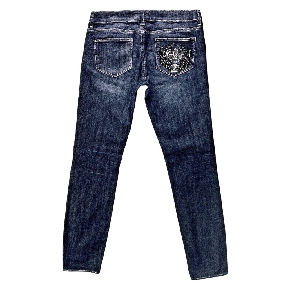 Buffalo Ashbee Bling Skinny Jeans Women 30 Low Rise Studded Stretch Denim 34x30